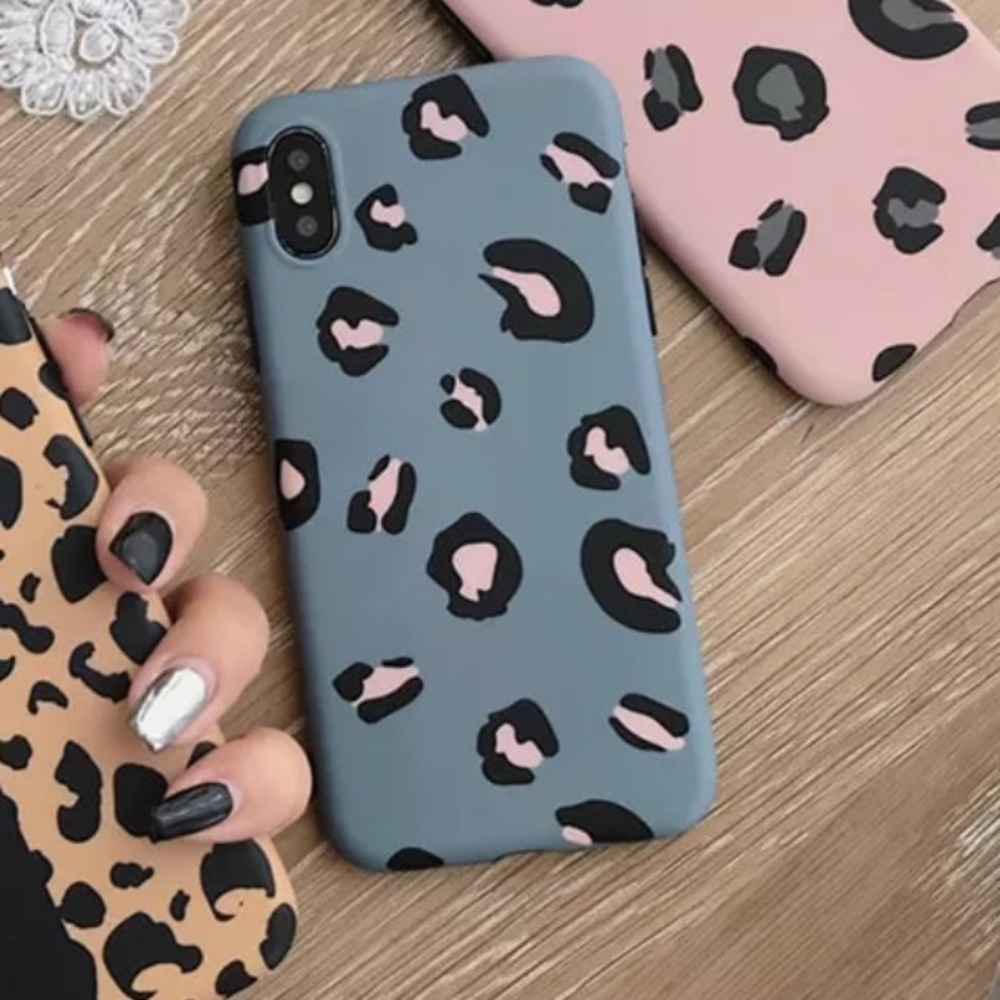 New Leopard Print Blue & Pink iPhone X Phone Case